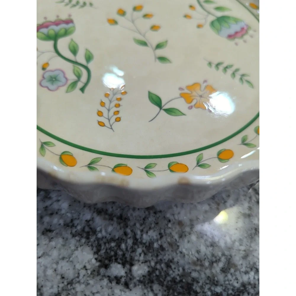 Vintage Ceramic Floral Quiche Tart Pan Cottage Core Granny Core